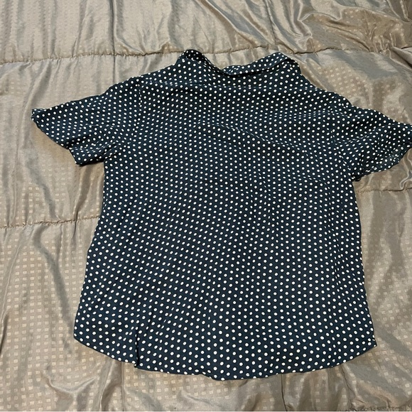 Rewind dark navy with white polka dots button up short sleeves size small - Picture 8 of 8